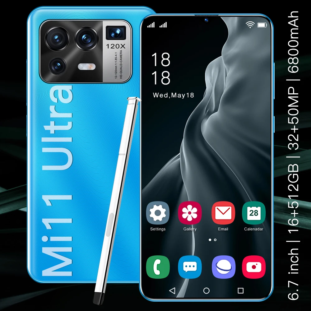 Mi11 Ultra-tel&eacute;fono inteligente desbloqueado, versi&oacute;n Global, pantalla HD de 6,7 pulgadas, 16 + 512G, 6800mAh, 32 + 50MP, 5G, Android-0