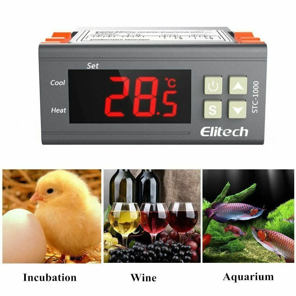 Elitech-controlador Digital de temperatura, controlador de temperatura de alarma de 110V, termostato, Sensor de Acuario, Interruptor de Sensor NTC, STC-1000