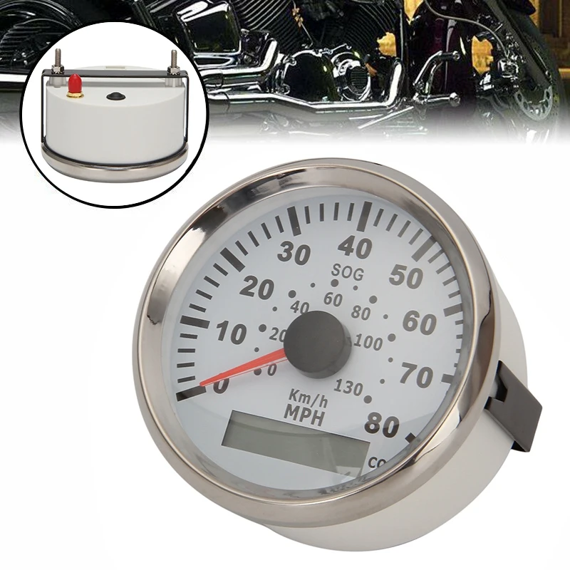 

GPS Speedometer 0-80MPH 0-130Km/H Speed Gauge for Boat Yacht Vessels with Red Backlight 3-3/8 Inch
