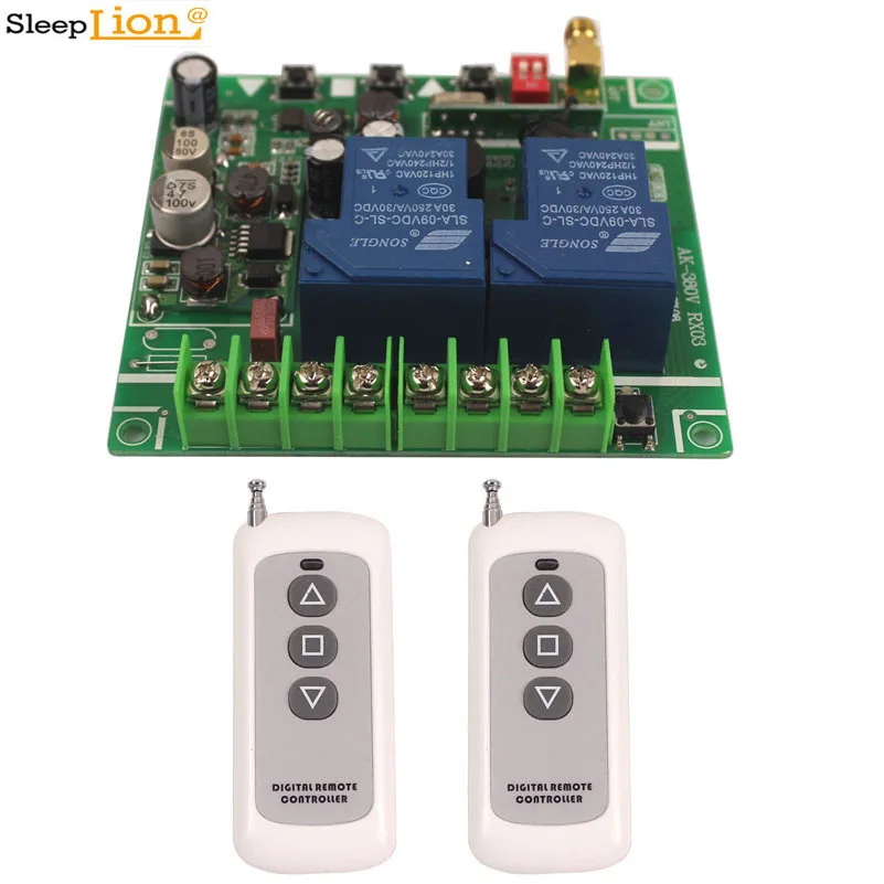 

Sleeplion Wide Voltage 30A 12V-48V 2CH Wireless Control Switch Electric Door Gate System 12V 24V 48V Relay Switch 2-key/3-key