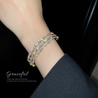 fashion simple personality trendy bracelet full of diamond opening bracelet net red temperament design