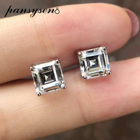 pansysen classic 3ct 7mm square lab moissanite diamond stud earrings 100 pure 925 sterling silver fine jewelry wedding gifts