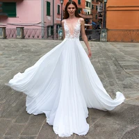 eightree beach wedding dresses lace appliques backless wedding gowns sleeveless lace top boho bridal dress vestido de noiva