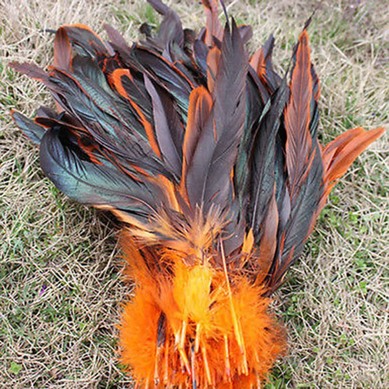 Оптом натуральные 50 шт./лот оранжевые красивые петушиные перья от 27 до 35 см 11 14
