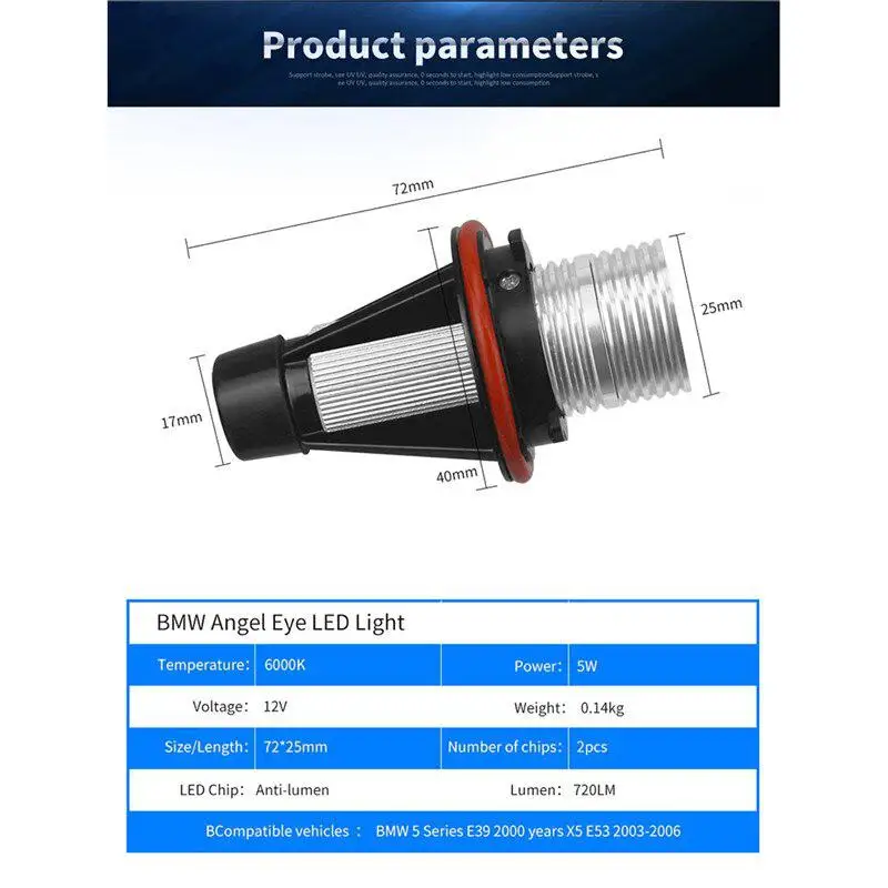 2 шт. 5 Вт Светодиодный ангельские глазки габаритные огни лампы мощный налобный