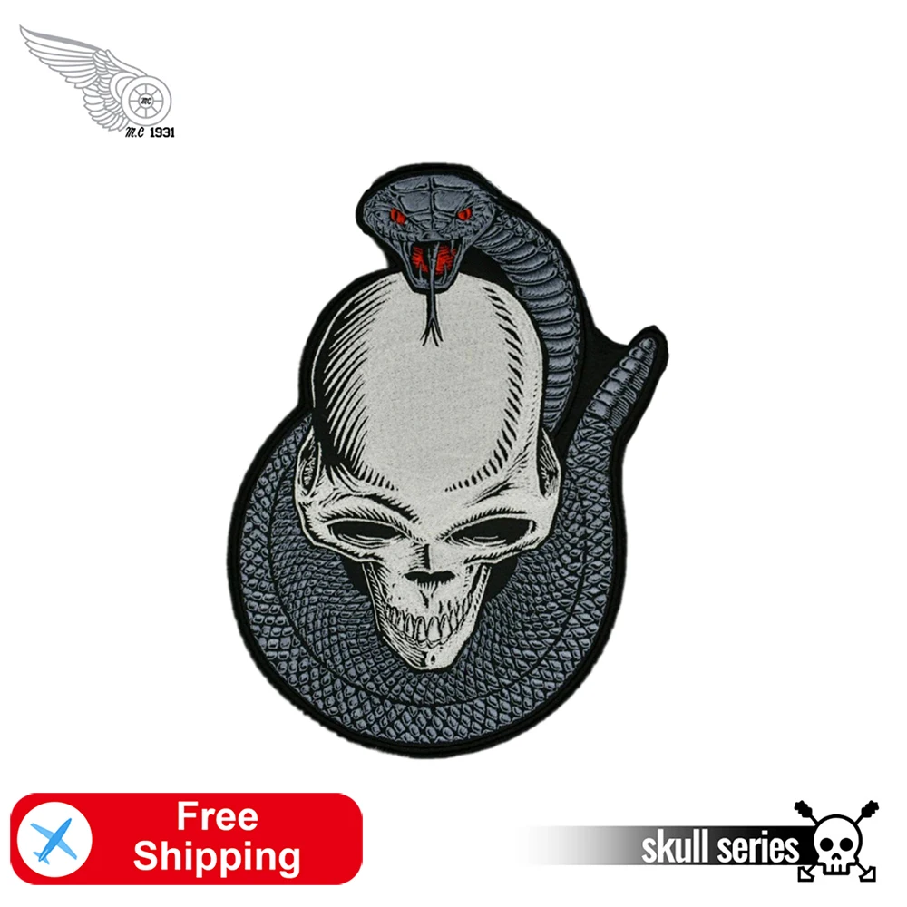 Вышитая нашивка в виде черепа со змеиным принтом для байкера райдера стиле панк