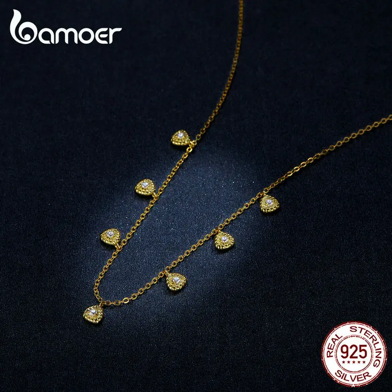 Bamoer, короткое колье, ожерелье, 925 пробы, серебряное, треугольная цепочка, ожерелье s для женщин, не вызывает аллергии, роскошное, хорошее ювелирное изделие BSN136