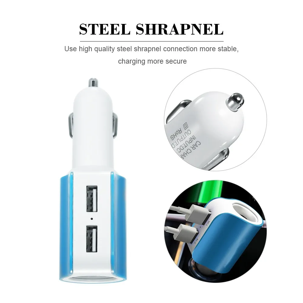 Hot New Quelima 5V 2.1A Dual USB 2.0 Interfaces Car Charger Cigarette Lighter Adapter Blue | Автомобили и мотоциклы