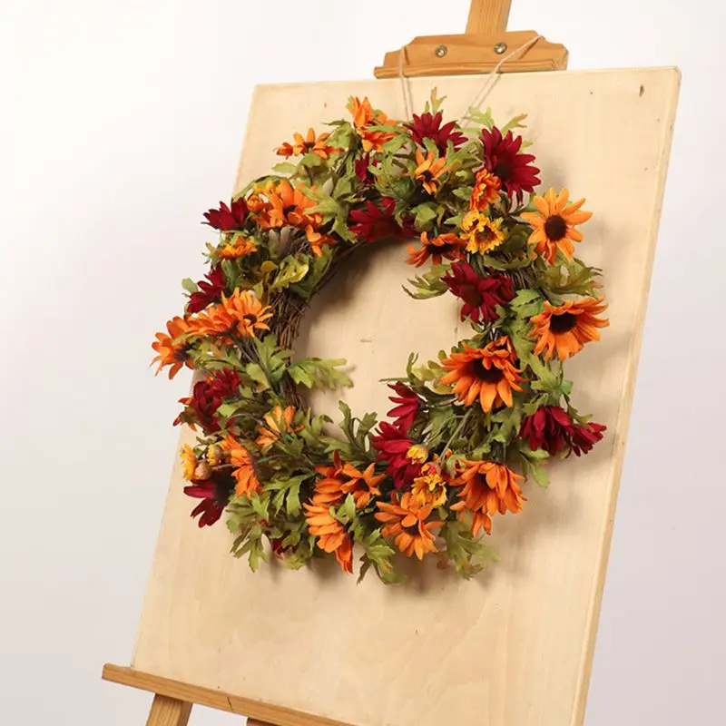 

NEW Autumn Theme Door Wreath Halloween garland family artificial rattan garland Home Decor for Any Room Autumn Harvest Maple