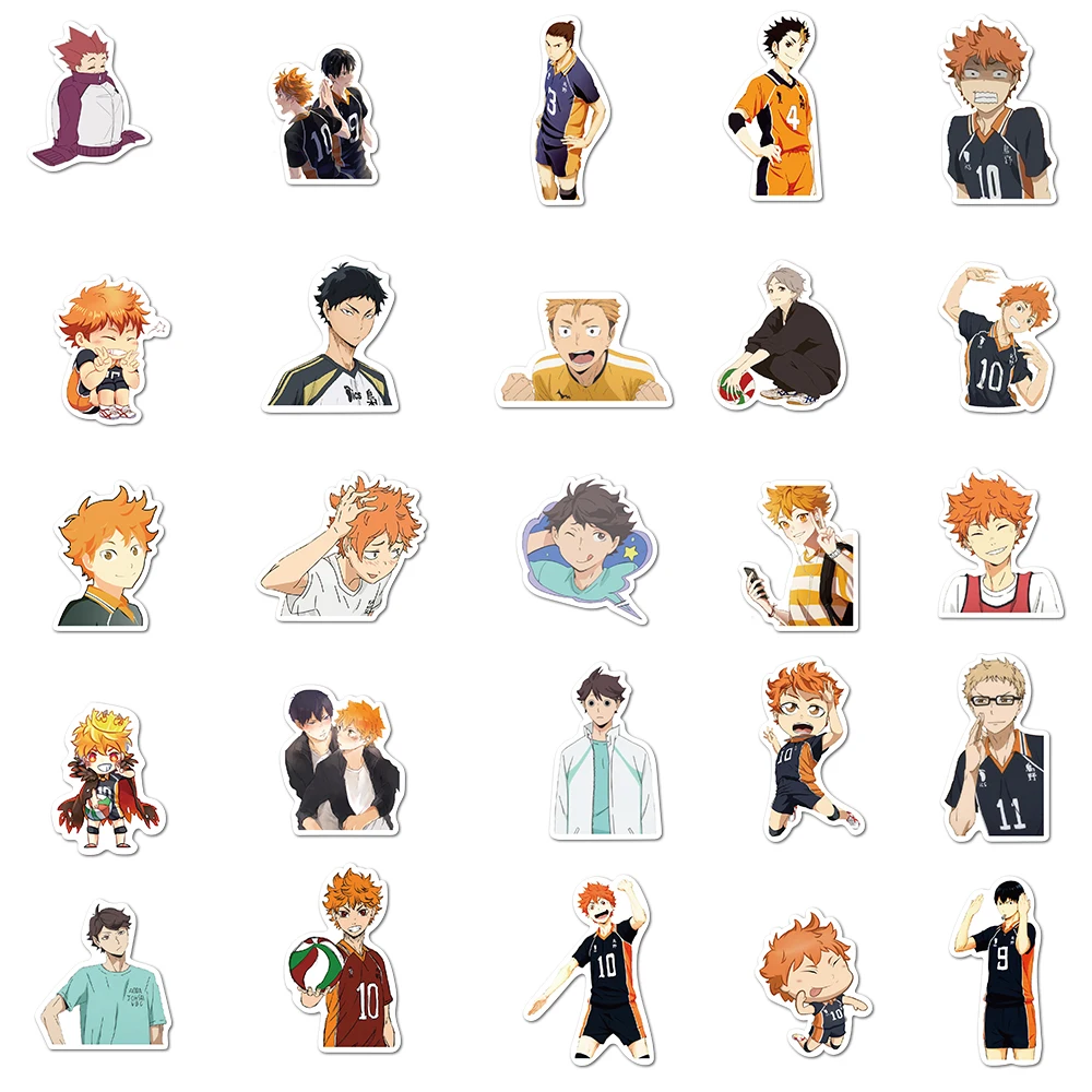 Pegatinas de dibujos animados de Jap&oacute;n para ordenador port&aacute;til, pegatinas impermeables de Haikyuu para bicicleta, guitarra, decoraci&oacute;n de patineta, 10/50/102 Uds.-2