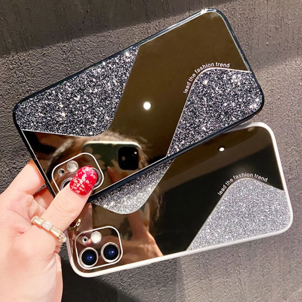 shining glitter black phone case for iphone 11 pro xr x xs max 8 7 plus 6 6s plus bling back cover for iphone 12 12 pro max free global shipping