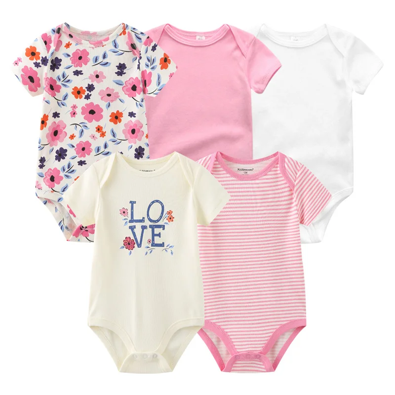 

2021 Unisex 5PCS Baby Girl Clothes Cotton Bodysuits Newborn Baby Boy Clothes Cartoon Print Girls Baby Clothing Ropa Bebe