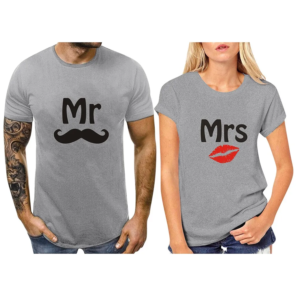 Enjoy the Spirit/Новые летние забавные парные футболки с принтом Mr mrs Love хлопковые
