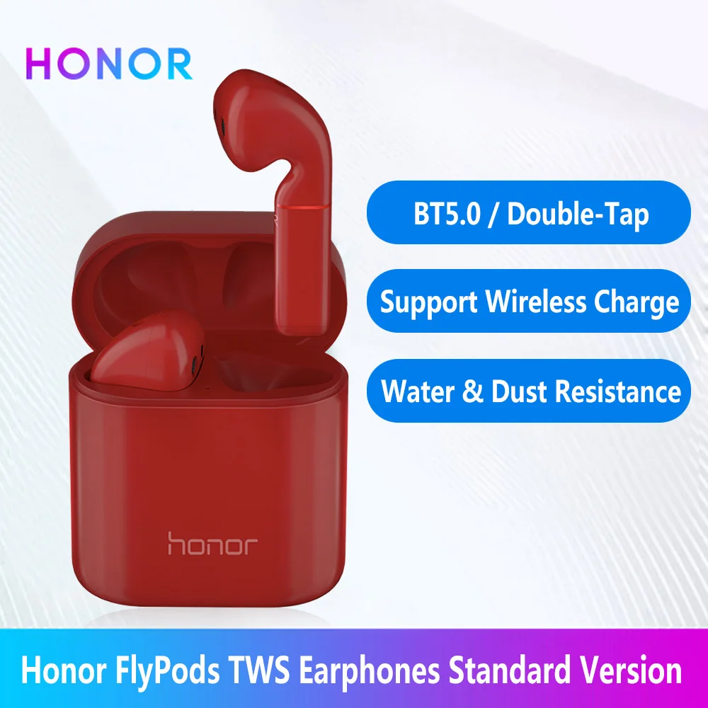 Huawei Honor Flypods Беспроводные Гарнитуры Hi-Fi TWS Bluetooth наушники водонепроницаемые IPX54 Беспроводная зарядка коробка CM-H2S