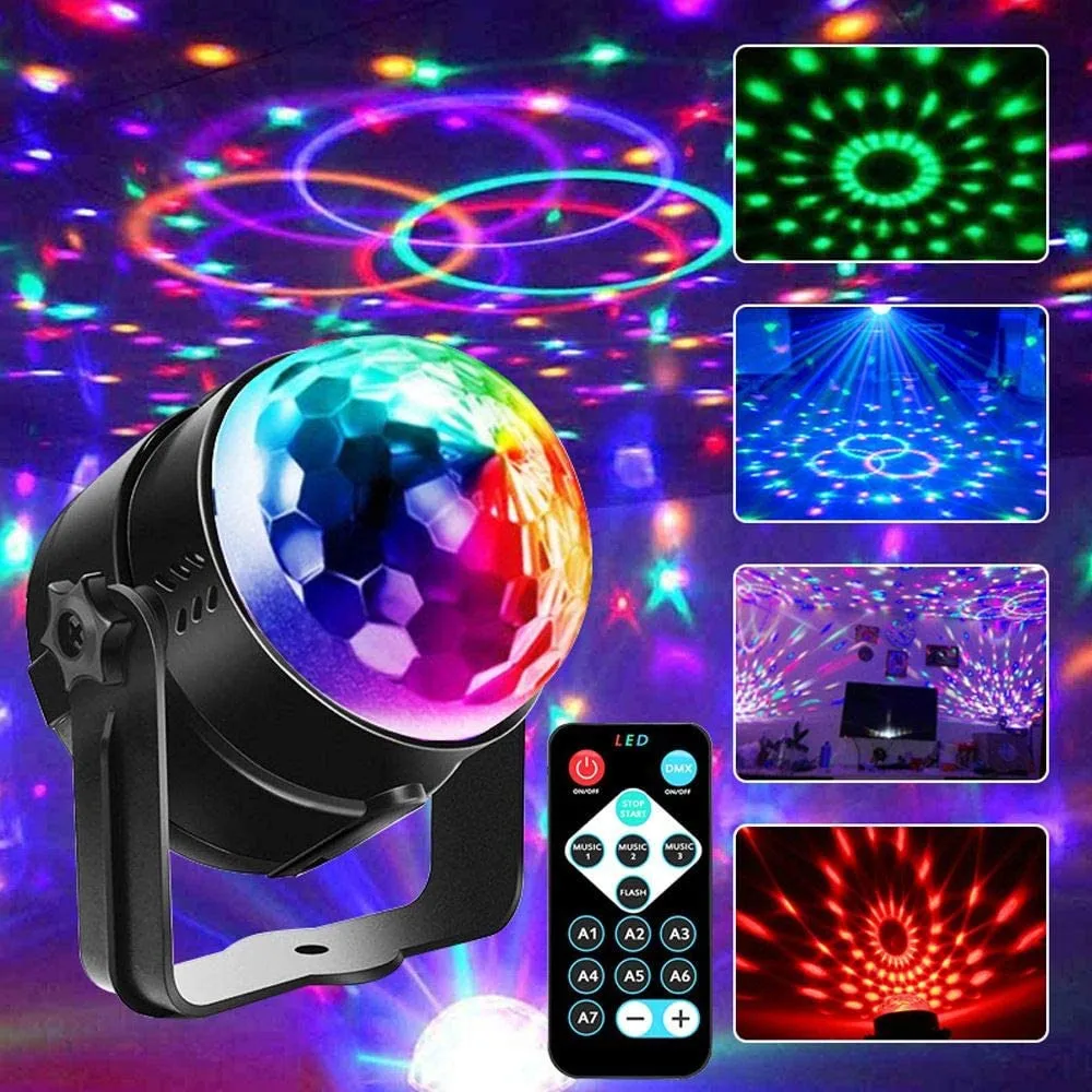 

1pc Sound Activated Disco Ball LED Stage Lights Colorful Projector Lamp for Christmas Wedding DJ Party Show Outdoor Indoor Decor