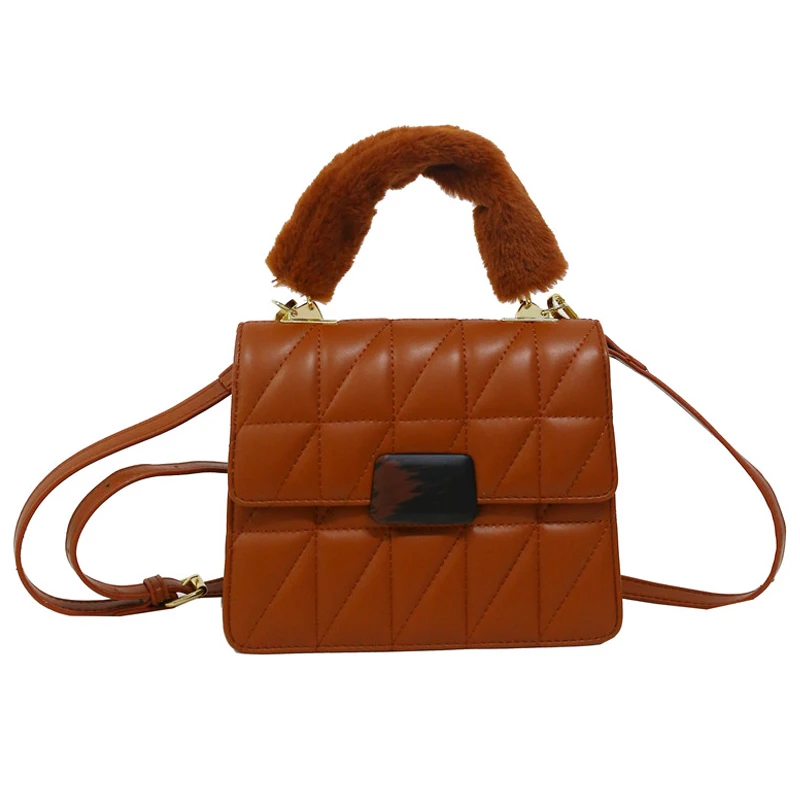 

Elegant Female Plush Tote bag 2020 Fashion New High quality PU Leather Women's Designer Handbag Vintage Shoulder messenger bag