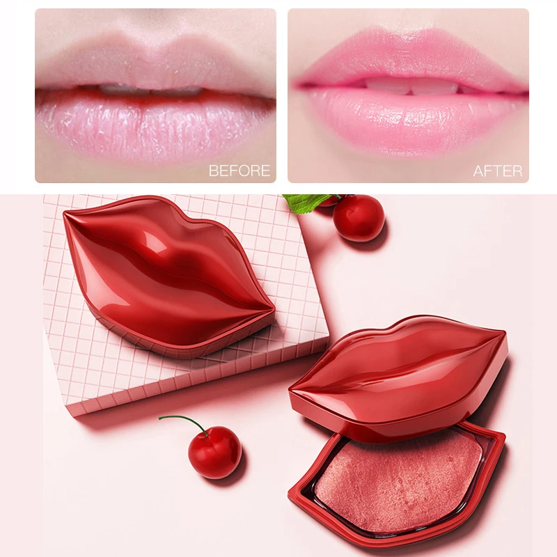 

12/20PCS Collagen Lip Gel Mask Hydrating Pads Cherry Lip Enhancer Plumper Moisturizing Lip Mask Anti Wrinkle Essentials Lip Pads