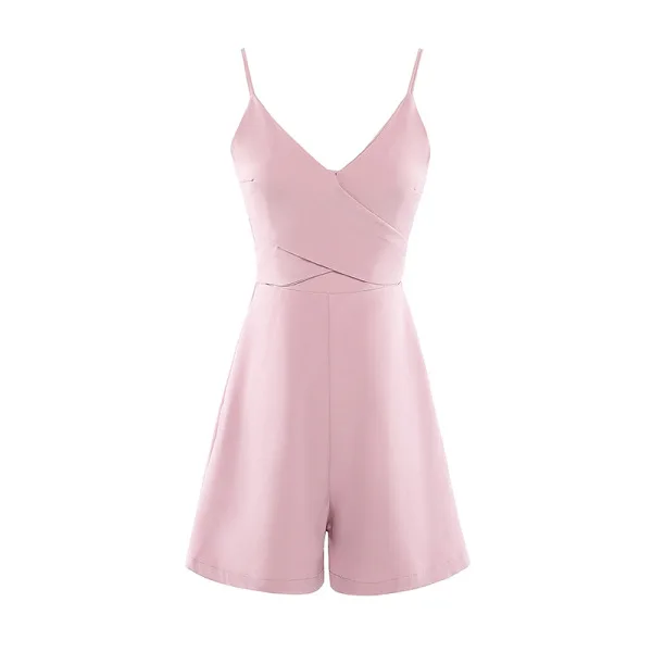 

Korean version 2021 summer cross after the strap show waist thin halter bow tie wide leg shorts jumpsuit women super show thin