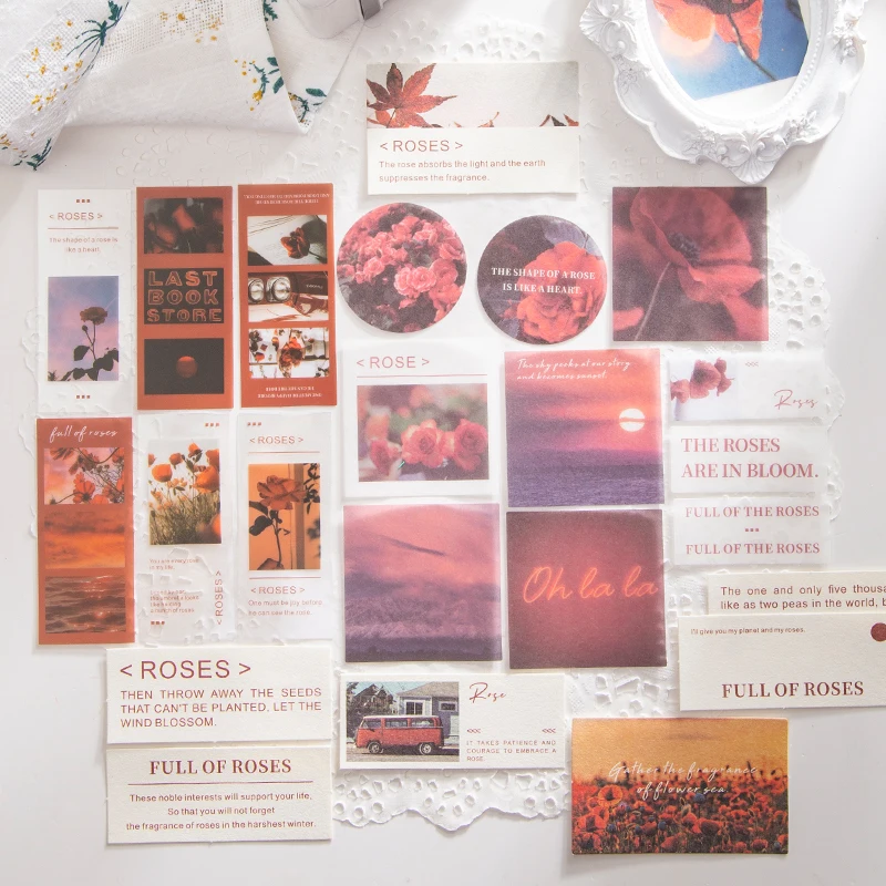 Винтажные корейские бумажные наклейки для коллажей 50 шт. | Канцтовары офиса и