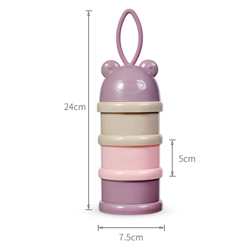 

3 layers Bear Style Portable Baby Food Storage Box Essential Cereal Cartoon Infant Milk Powder Box Toddle Snacks Container