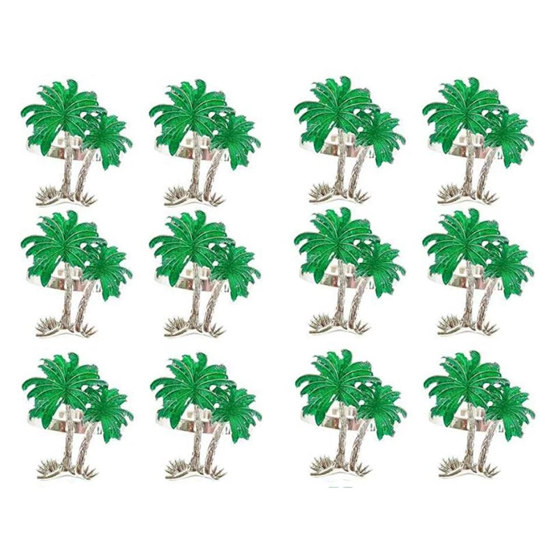 

12 Pcs Coconut Tree Napkin Rings,Napkin Rings Holders Green Plant Serviette Holders for Party Wedding Dinner Table Decor