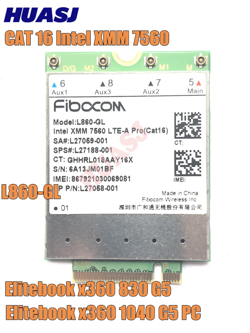 L860-GL Huasj FDD-LTE TDD-LTE Cat16 xmm 7560, 4G, модуль 4G SPS # L27188-001, 4G, чехол для ноутбука EliteBook 830 1040 G5