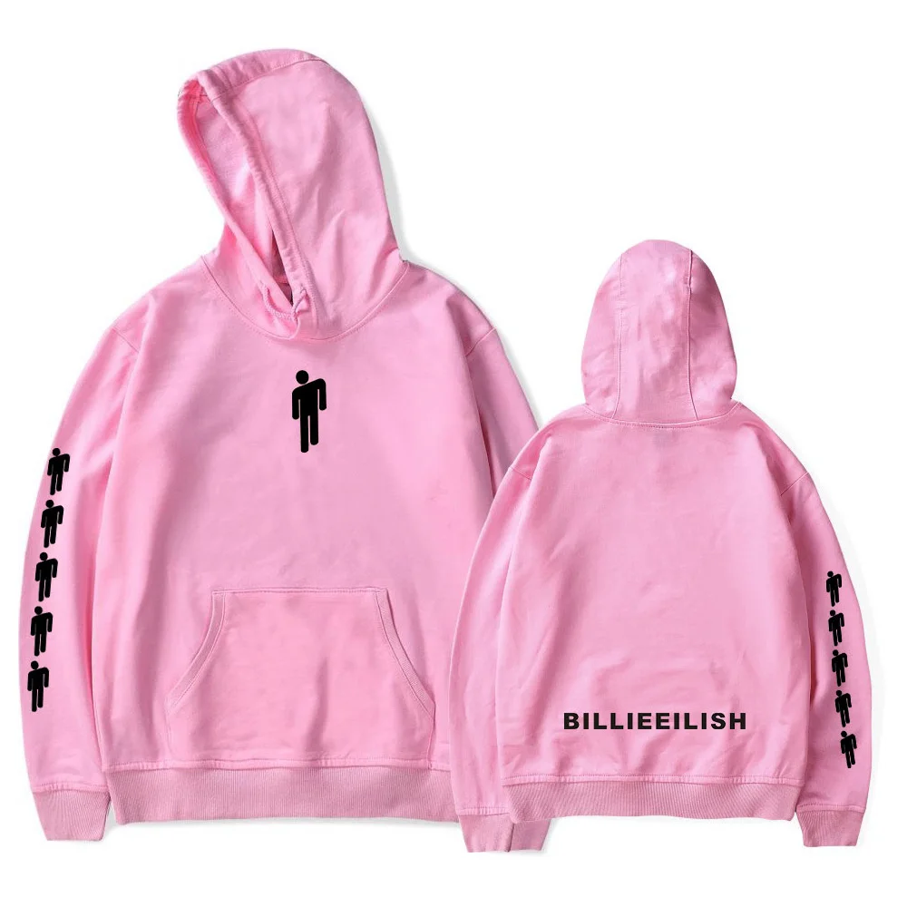 pink ren ou Billie Eilish Толстовка Мужская Черная Толстовка пара Billie Eilish Толстовка простая сохраняющая тепло Женская толстовка одежда - Цвет: pink ren ou