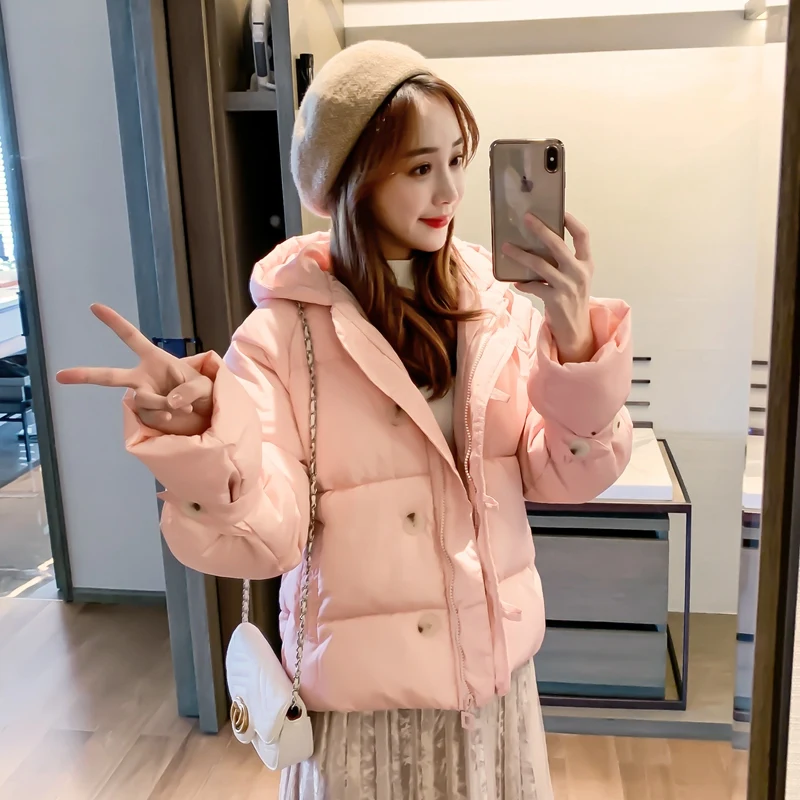 

Женская короткая куртка с капюшоном, теплая зимняя парка с хлопковой подкладкой, 2022