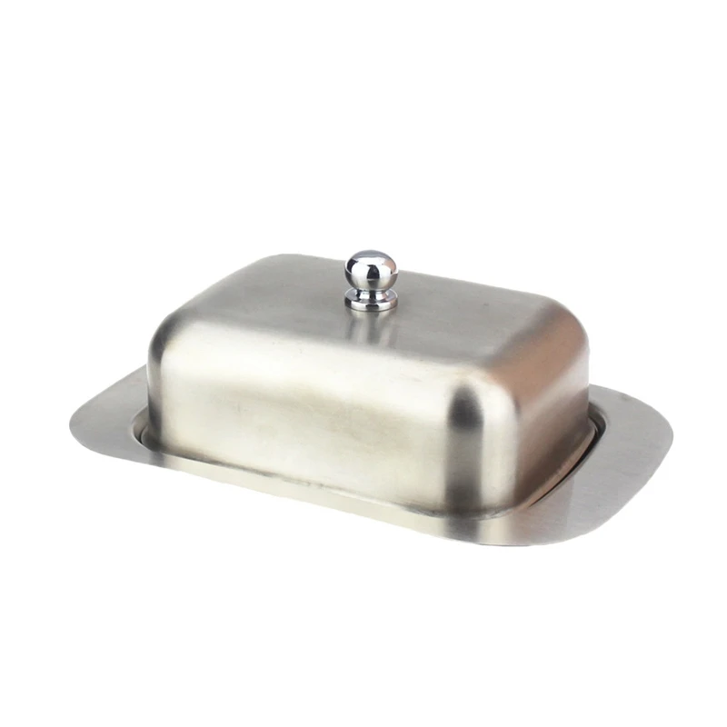

Quality Stainless Steel Butter Dish Box Container Elegant Cheese Server Storage Keeper Tray With Easy To Hold Lid