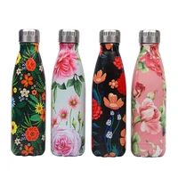 179 202 floral personality girls student carry stainless steel beer coffee thermos travel sport gym drink bottle insulated cup