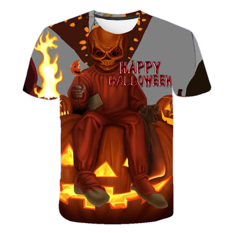 

6-19T halloween 2020 Trick or treat T-shirt boys girls birthday gifts short sleeve 3D printed halloween pumpkin tshirt clothes