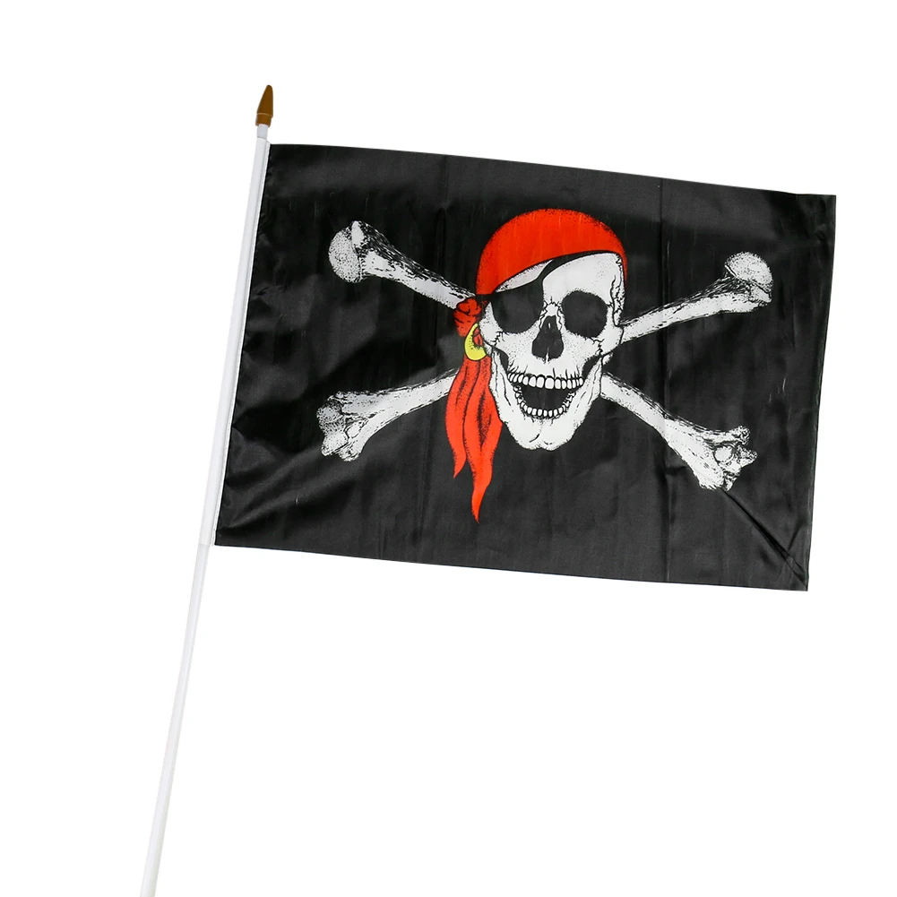 Halloween Scene Decoration Props Personalized Flags Oversized Hanging Bunting Red Bandana Pirate Skull with Flagpole | Дом и сад