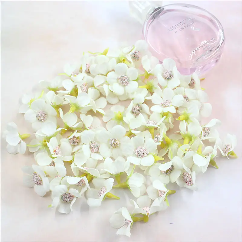 creamy-white 2 см многоцветная Маргарита Флорес cabezas мини seda flores artificiales para guirnalda Скрапбукинг hogar boda украшение - Цвет: creamy-white