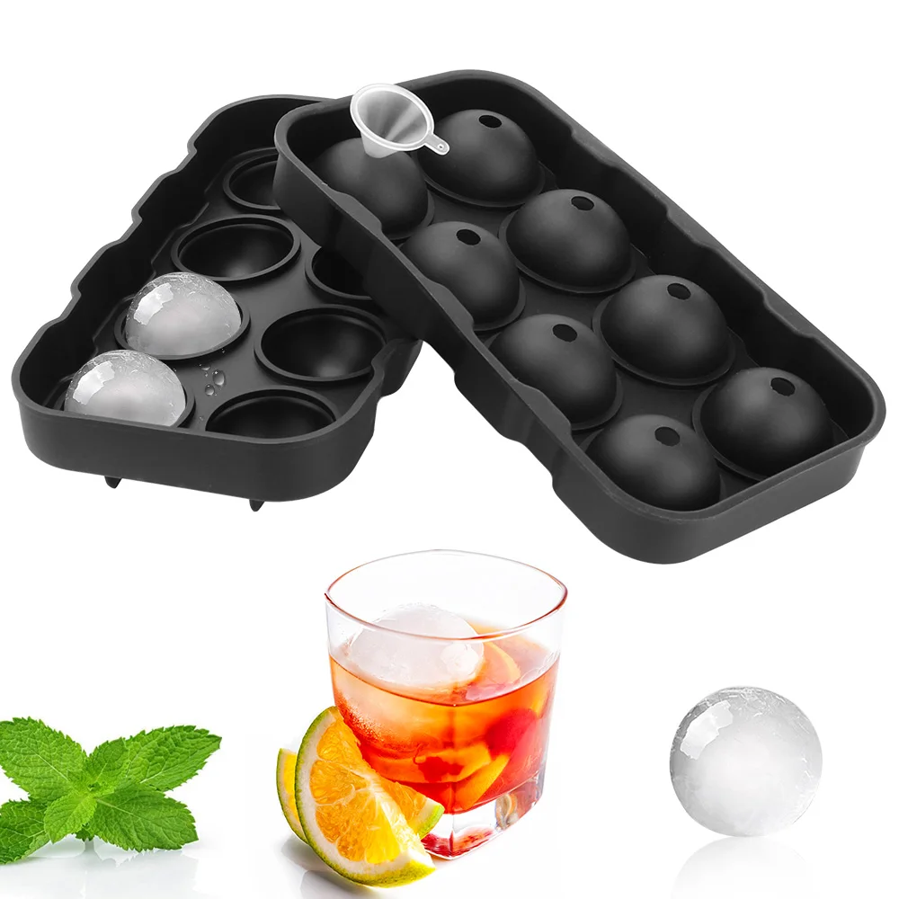 

Ice Sphere Mold With Funnel 8 Cavity Silicone Ice Cube Ball Maker Mold Bar Accessiories Ice Mold Kitchen Tools
