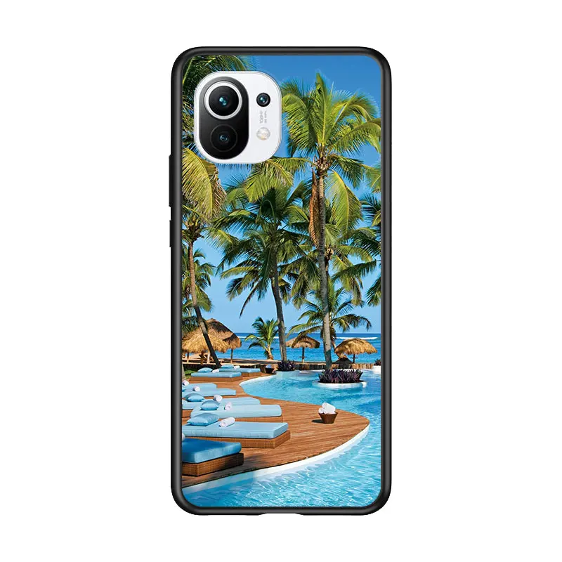 

Summer Beach Sunset On Sea for Xiaomi Mi 11 10T Note 10 Ultra 5G 9 9T SE 8 A3 A2 A1 6X Pro Play F1 Lite 5G Black Phone Case