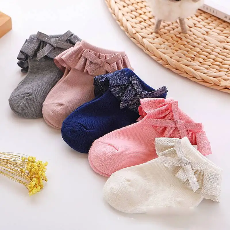 

Lace Princess Socks Baby BOW SOCKS Cotton Socks Ankle Bow Girls Ribbed