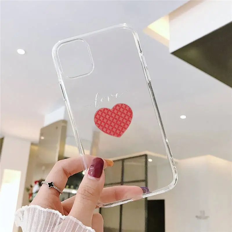 

Cute Love Heart Lovers Phone Case Transparent for iPhone 6 7 8 11 12 s mini pro X XS XR MAX Plus SE cover funda