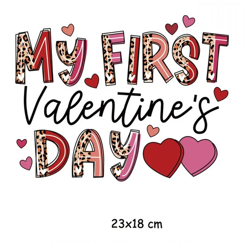 

23x18cm Letters Heart Valentine's Day Iron On Patches For DIY Heat Transfer Clothes T-Shirt Thermal Stickers Decoration Printed