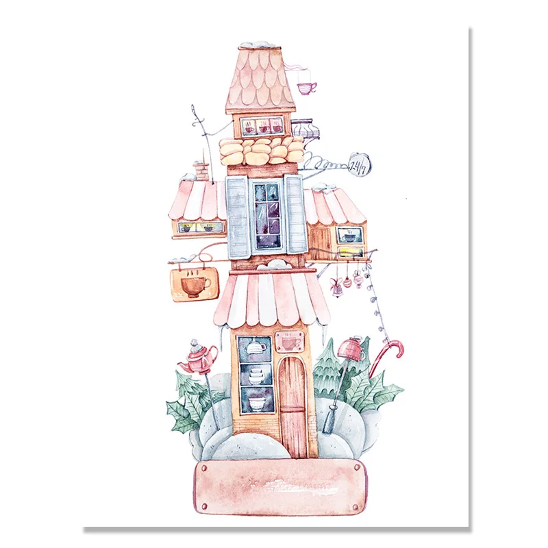 Мультфильм игрушка дом картина скандинавский постер Cuadros стиль дети Decoracion салон