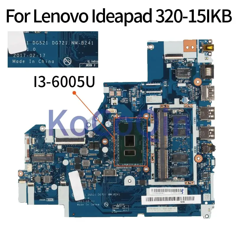KoCoQin материнская плата для ноутбука Lenovo Ideapad 320-15IKB I3-6006U NM-B241 с 4 Гб оперативной