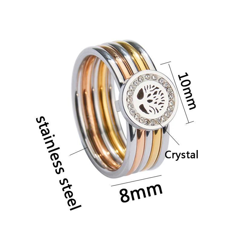 ELSEMODE 8 мм кубический цирконий Древо жизни шармы кольца из нержавеющей стали