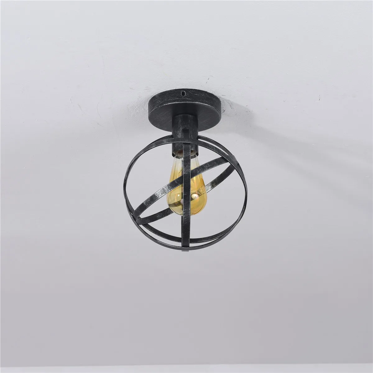 

Retro Spherical Ceiling Lamp Metal Cage Loft Industrial Style Light Restaurant Corridor Aisle Balcony Lights