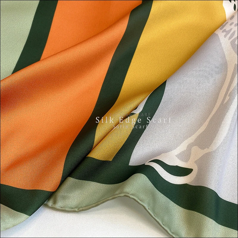 Женский атласный шарф 90 см Шелковый дизайнерский с принтом лошади - купить по