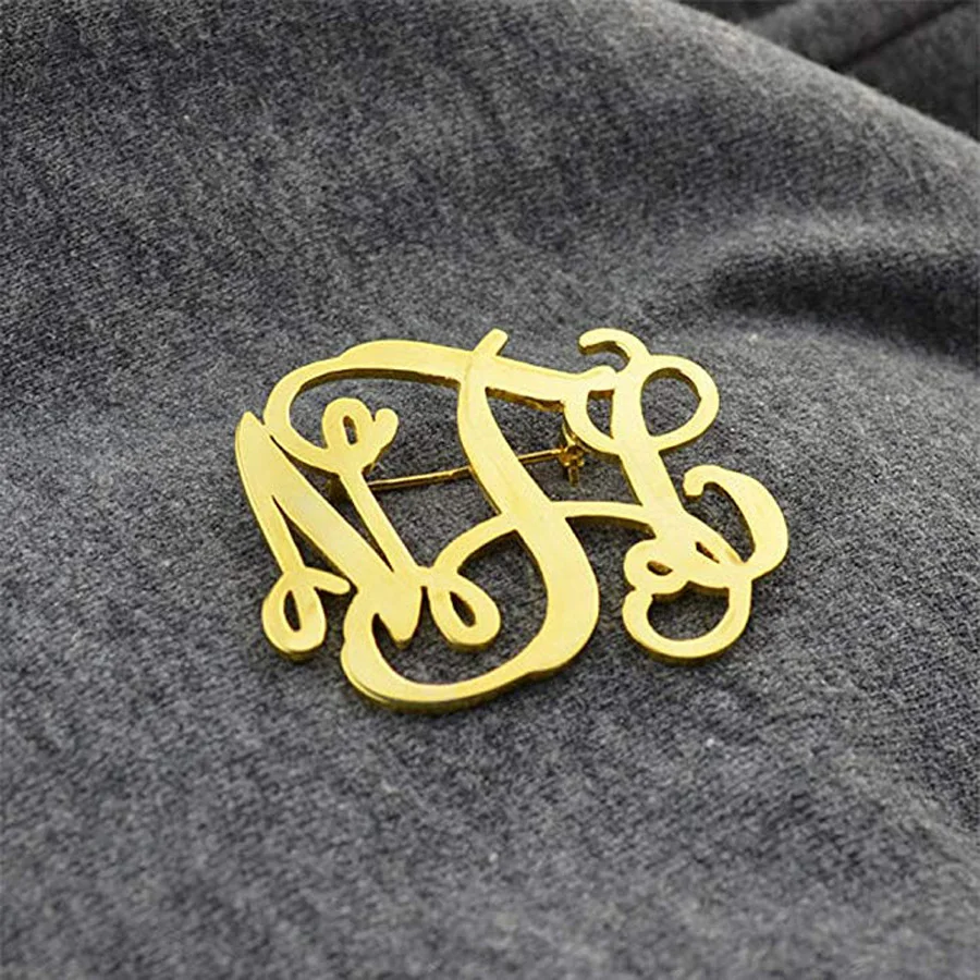 

Personalized Custom Monogram Brooch Pins Customized Made with Any Inital Suit Logo Label Pin 3 Colors Pin personalizado