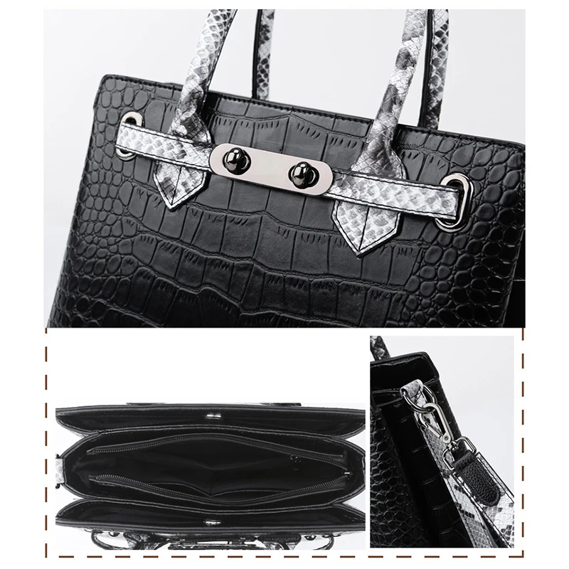 

Luxury Crocodile Women's Handbags Serpentine Wide Strap Women Shoulder Bag Large Capacity Carossbody Bags For Women Big Shopper