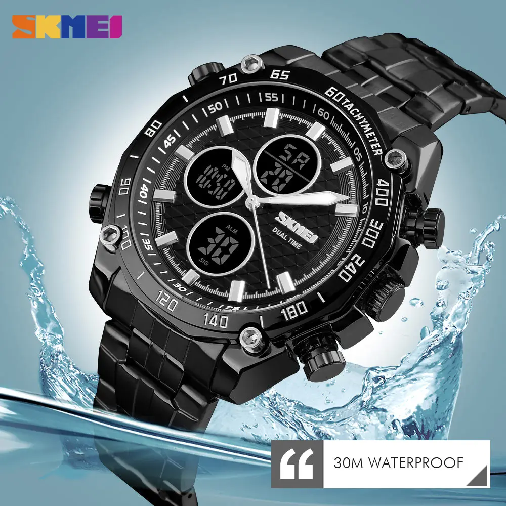 Часы SKMEI мужские электронные кварцевые со светодиодный светильник кой брендовые
