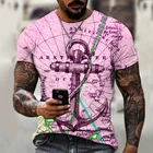 Футболка мужская оверсайз с коротким рукавом, Повседневная Свободная рубашка с принтом моряка, карта, якорь, летняя модель, 6XL