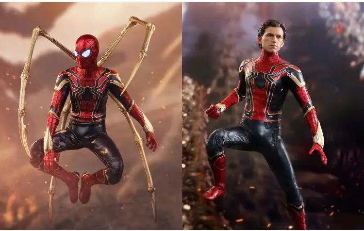 30cm Hot Movie HC Avengers Infinity War Led Light Up Iron Spider Action Figure PVC Collection of toy gifts