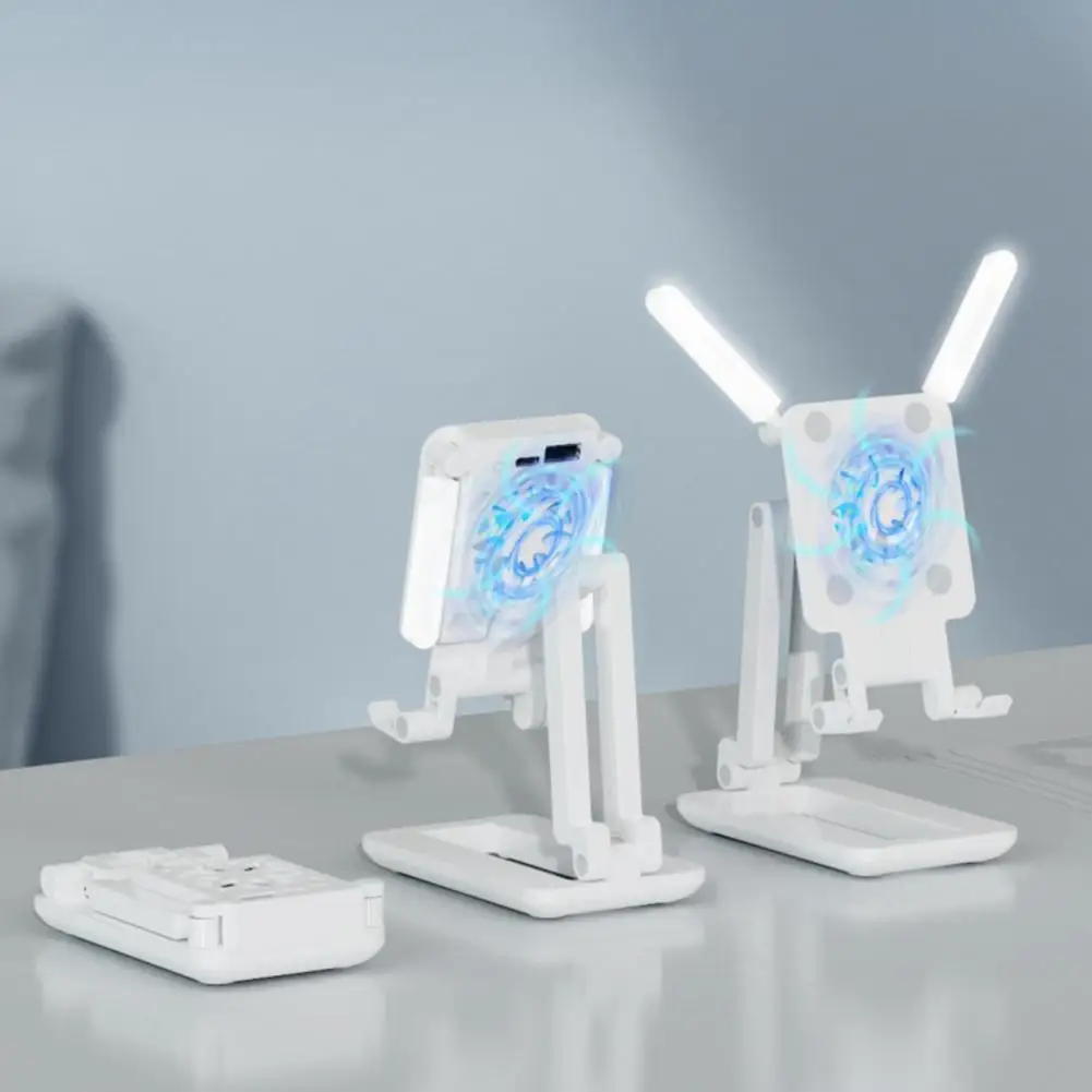 

Multi-function Adjustable Desktop Phone/Tablet Holder with Fill Lamp Cooling Fan
