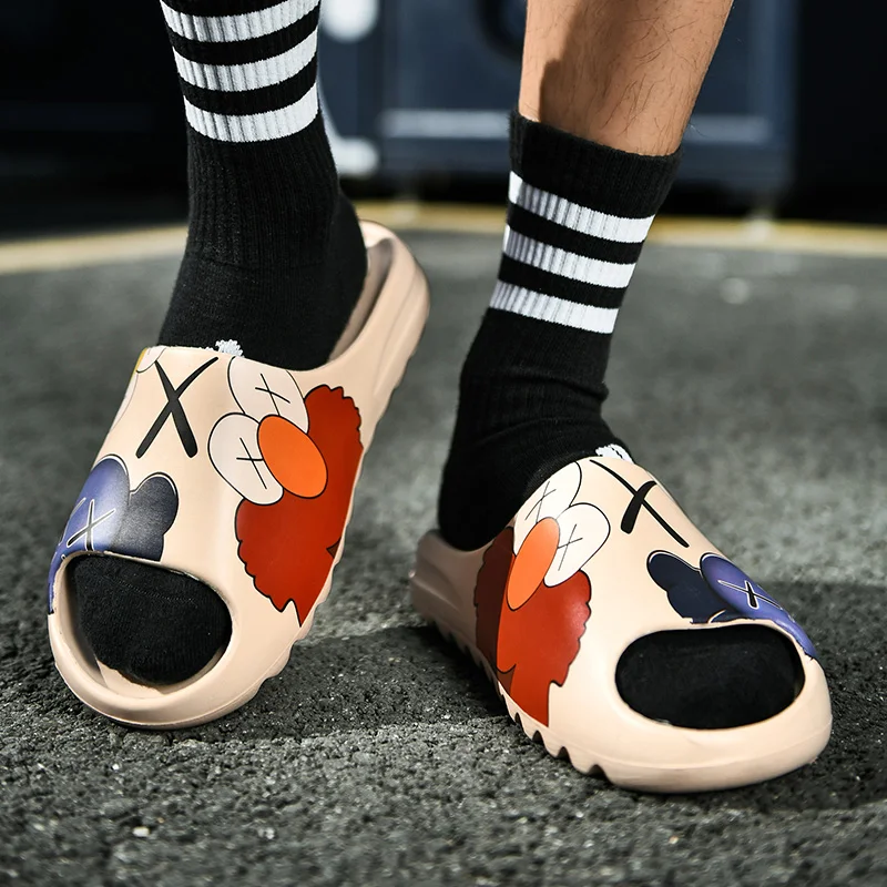 

Unisex Elmo Sesame Inspired Yeez Slides Breathable Summer Slippers Lightweight Fish Mouth Beach Sandal Men Women Plus Size 34-46